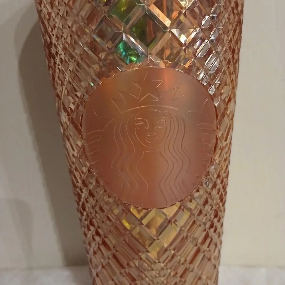 Starbucks 2023 Winter Holiday Jeweled Tumbler Cold Cup 24oz Rose Gold Christmas